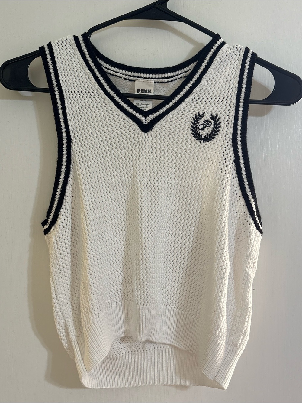 PINK Victoria’s Secret Collegiate Open Knit Sweater Vest
